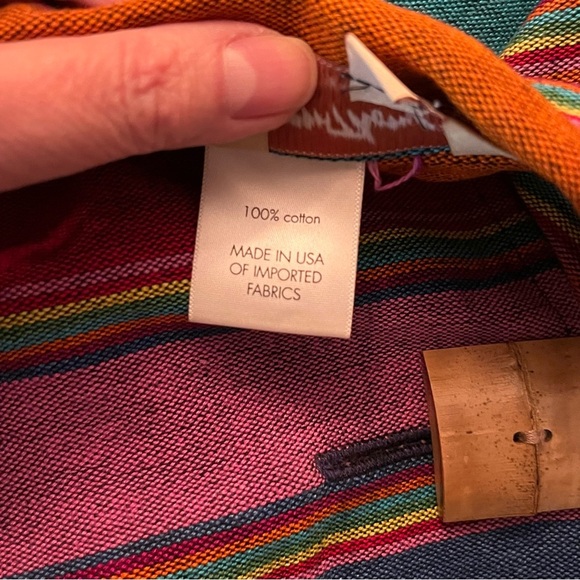 Norm Thompson Art to Wear Rustic Serape Striped  100% Cotton Jacket Size Medium - Picture 5 of 9